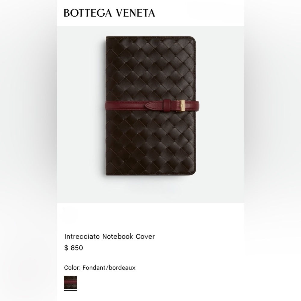 BOTTEGA VENETA Elegant Brown Leather Notebook Cover